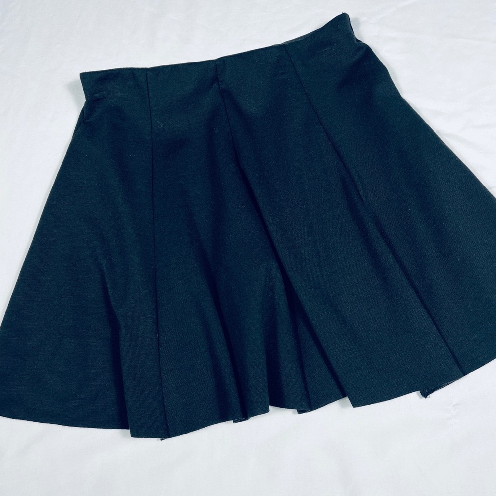 Melville Black‎ Skater Mini Skirt Pleated A-Line Size S Made in Italy